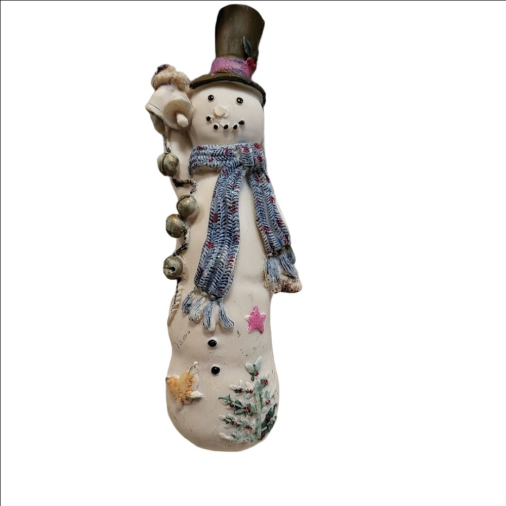 Vintage Ceramic Snowman Bell Figurine Statue